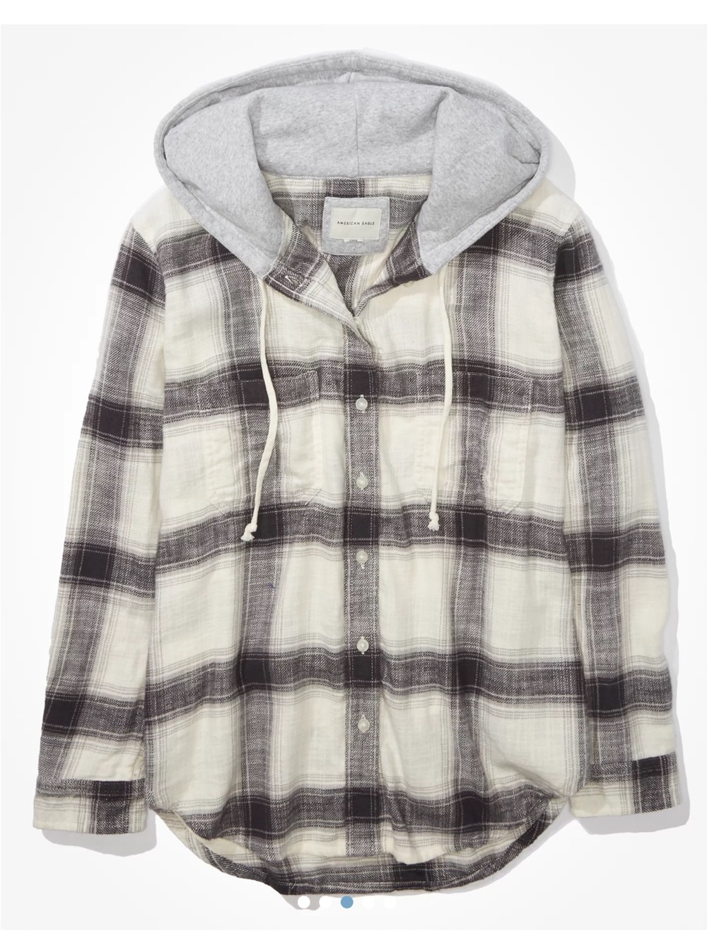 AE American Eagle Cozy Cabin Hoodie Plaid Flannel Size Medium